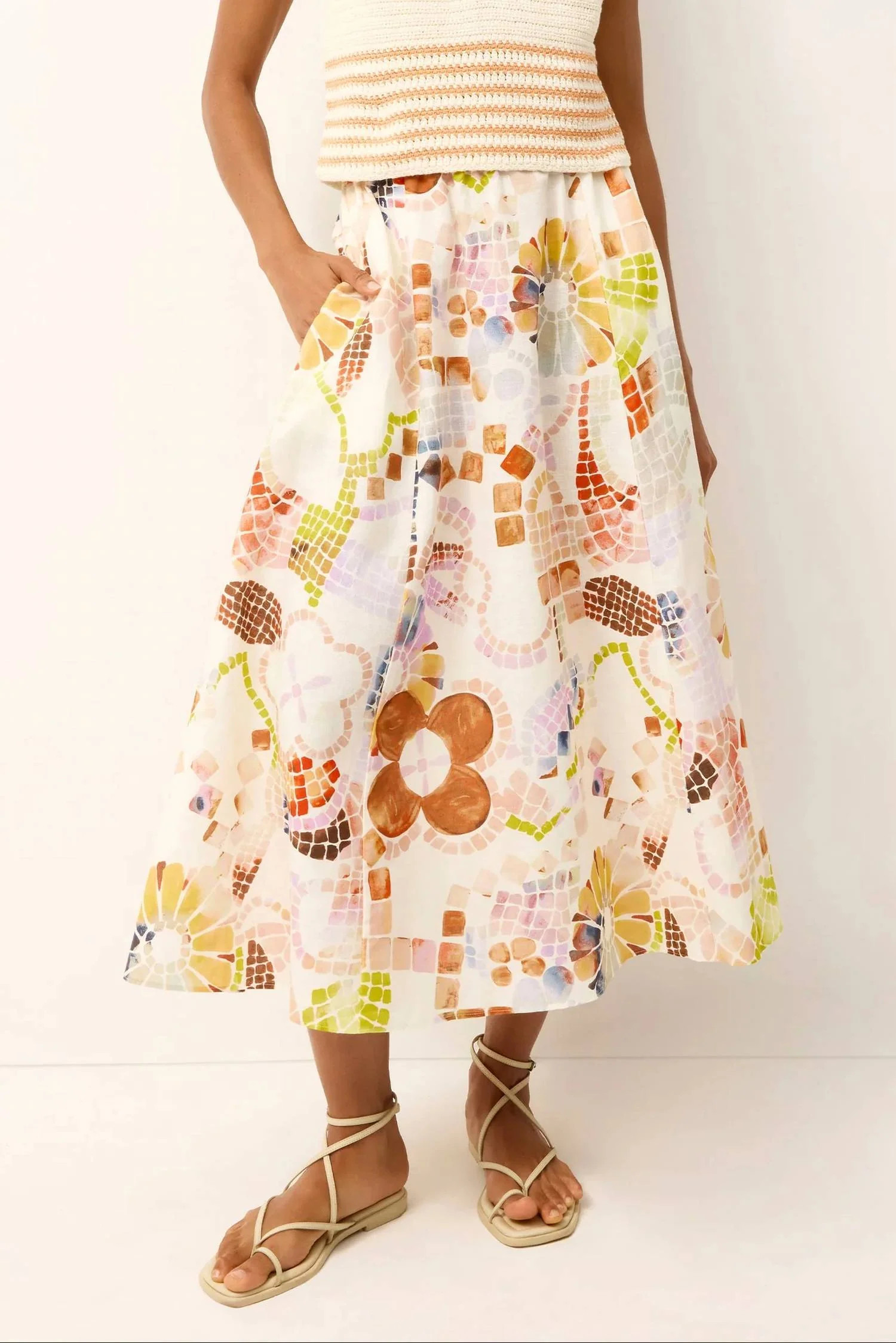 Sasha Travertine Skirt In Multi | Shop Simon