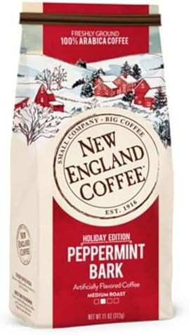 New England Coffee Peppermint Bark Medium Roast Ground Coffee, 11oz Bag (Pack of 1) | Amazon (US)