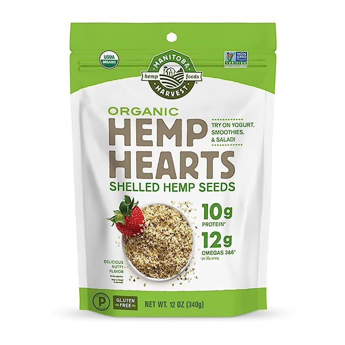 Manitoba Harvest Organic Hemp Hearts, 12oz, 10g Plant Based Protein and 12g Omega 3 & 6 per Srv, ... | Amazon (US)