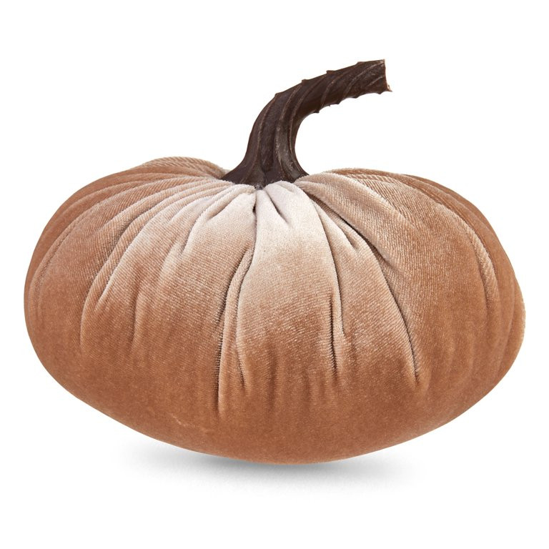 Harvest 7 in Velvet Light Brown Pumpkin Decoration, Way to Celebrate | Walmart (US)