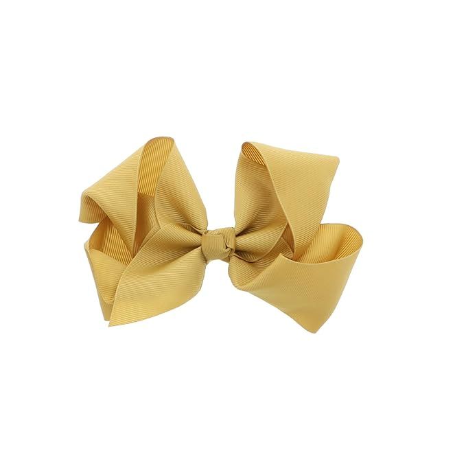 5.5 Inch Grosgrain Hair Bow Clip For Woman And Girls (Gold) | Amazon (US)