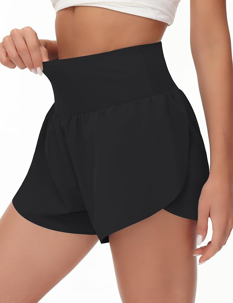 Origiwish Women's High Waisted Running Shorts Quick Dry Yoga Athletic Workout Shorts with Mesh Li... | Amazon (US)