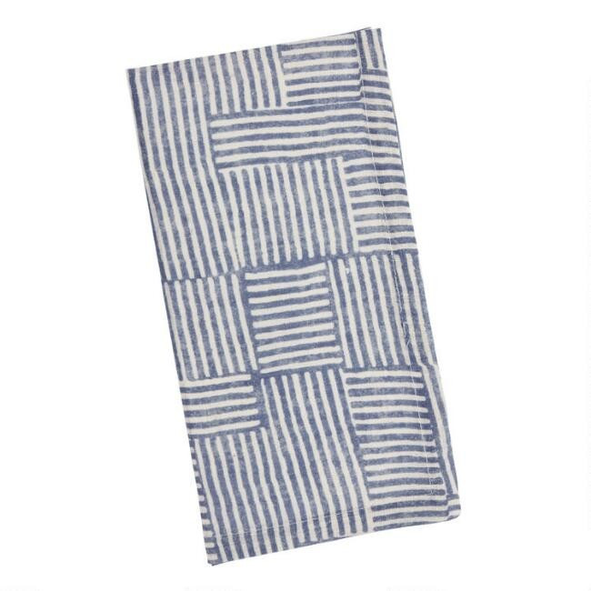 Blue And White Square Bijou Napkins Set Of 4 | World Market