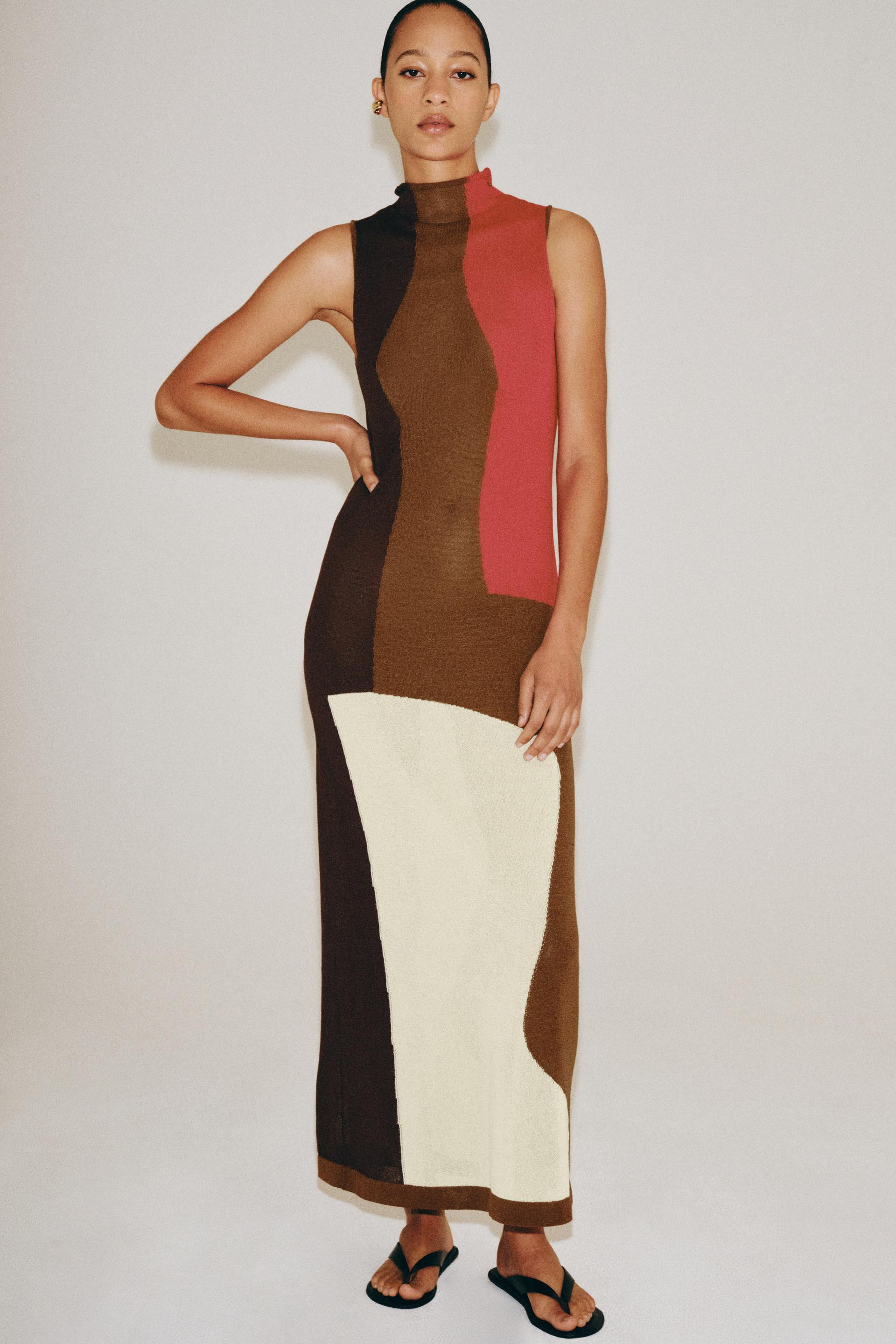 Zara - Color Block Knit Dress - Multicolored - M - Woman | Zara US