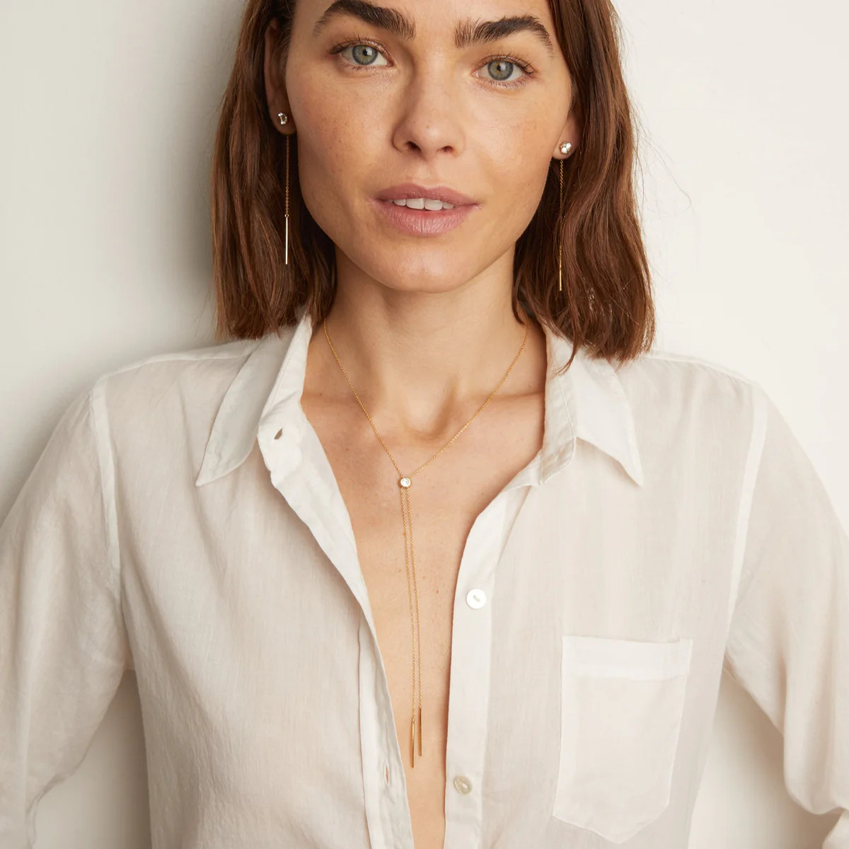 Aurate x Frye: Lab Grown White Sapphire Bolo Necklace | AUrate New York