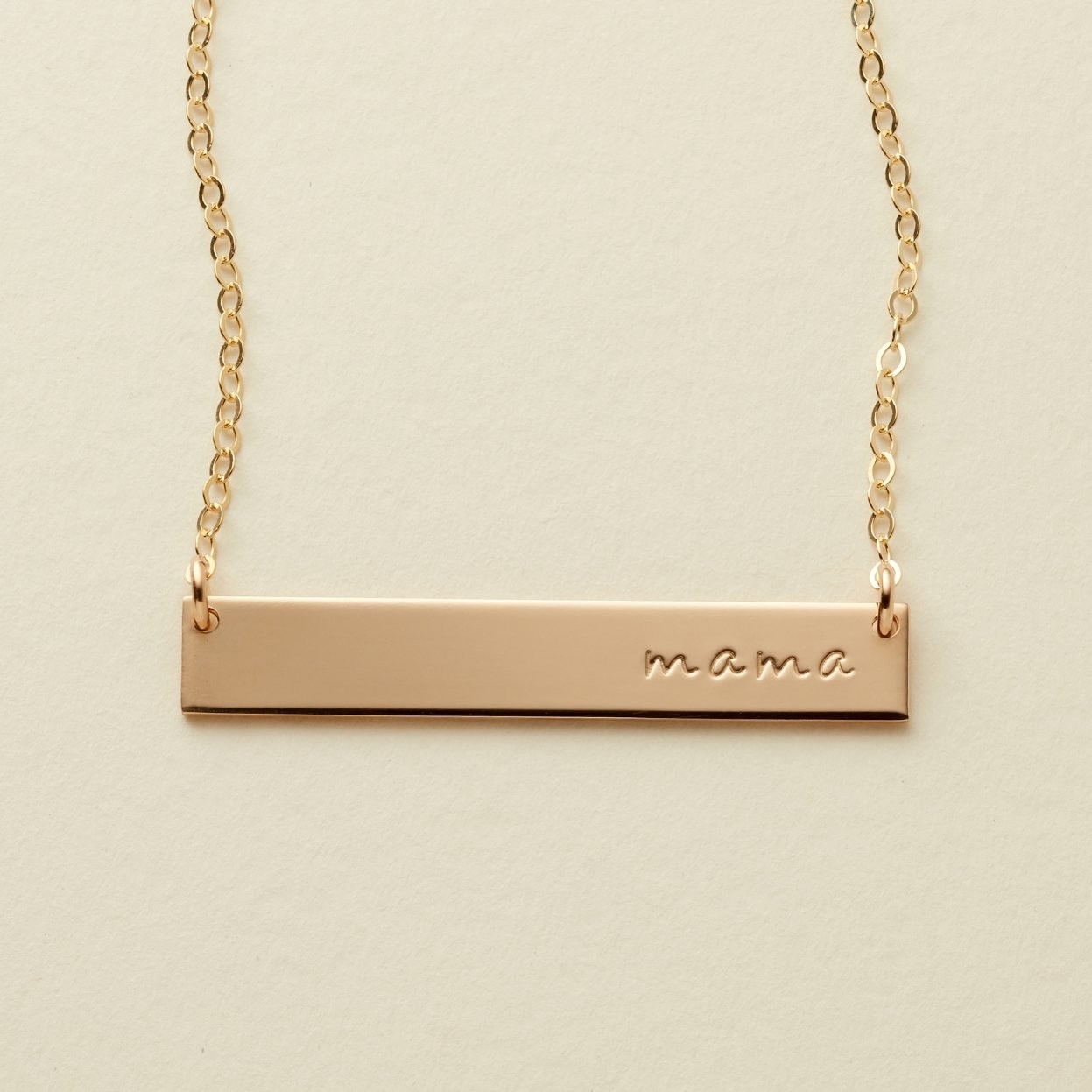 Made By Mary Mama Bar Necklace—1.25" | Minimal, Simple, Hand Stamped | Made by Mary (US)