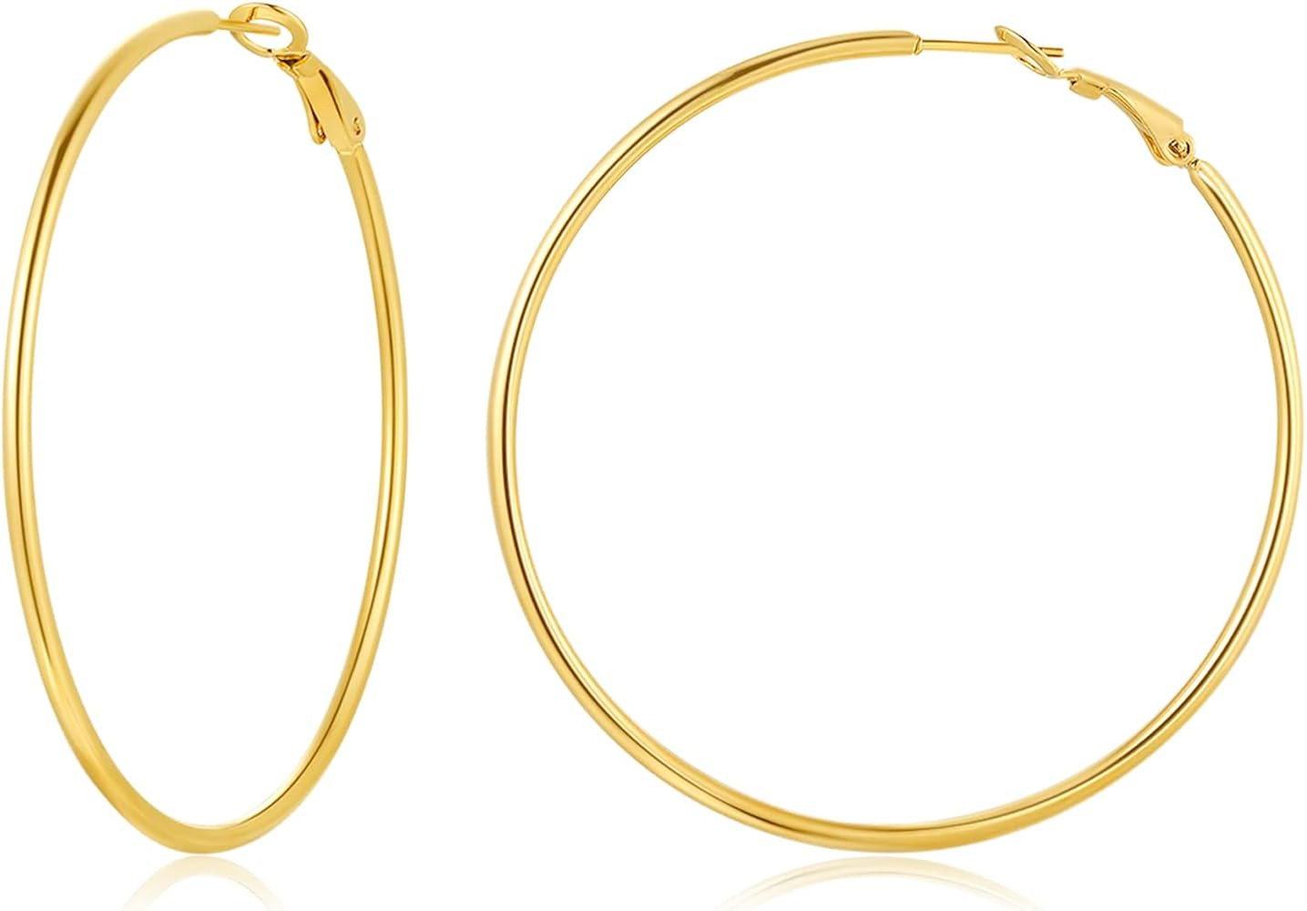 TIZU Big Hoop Earrings for Women Stainless Steel Hypoallergenic 14K Gold/Rose Gold/Black/Silver H... | Amazon (US)