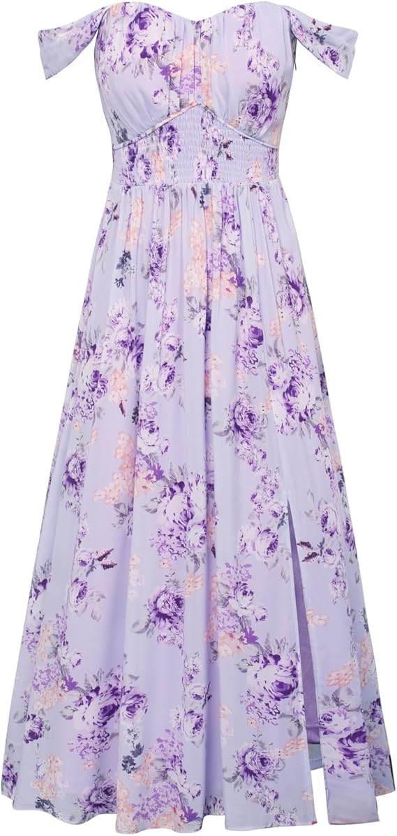 GRACE KARIN 2026 Women's Summer Floral Wedding Guest Dress,Beach Flowy A Line Maxi Off Shoulder B... | Amazon (US)