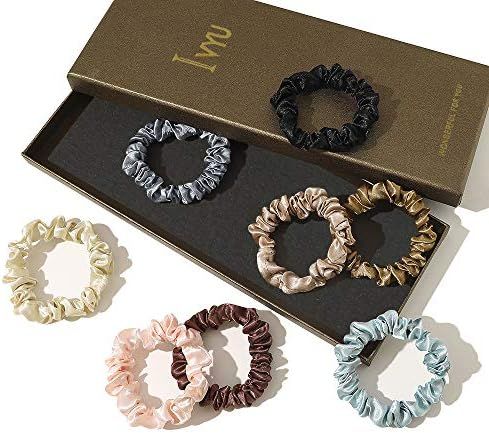 Scrunchies Silk Satin Hair Ties - Elestics Ponytail Holder Hair Bands Small Scrunchy For Thick Cu... | Amazon (US)