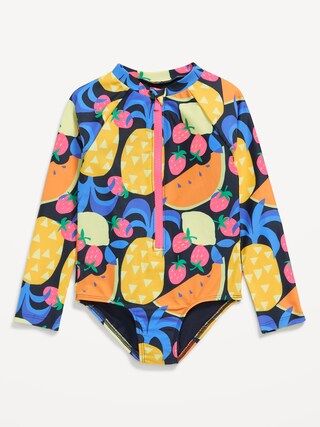 Printed Zip-Front Rashguard One-Piece Swimsuit for Toddler Girls | Old Navy (CA)