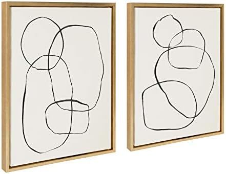 Kate and Laurel Sylvie Modern Circles and Going in Circles Framed Linen Textured Canvas Wall Art ... | Amazon (US)