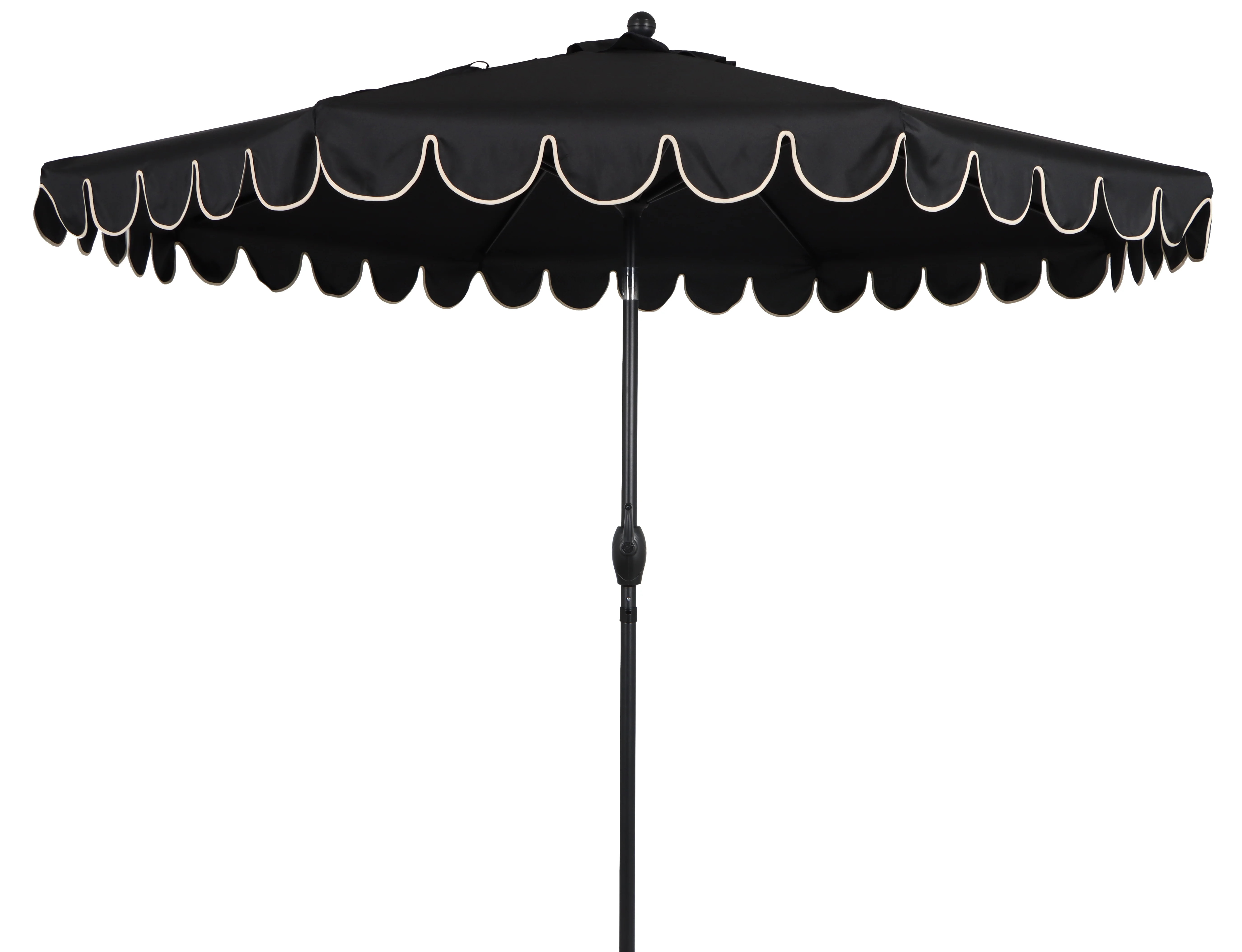 Better Homes & Gardens Premium 9' Black Scallop Market Patio Umbrella, Crank Lift, 3-Angle Tilt | Walmart (US)