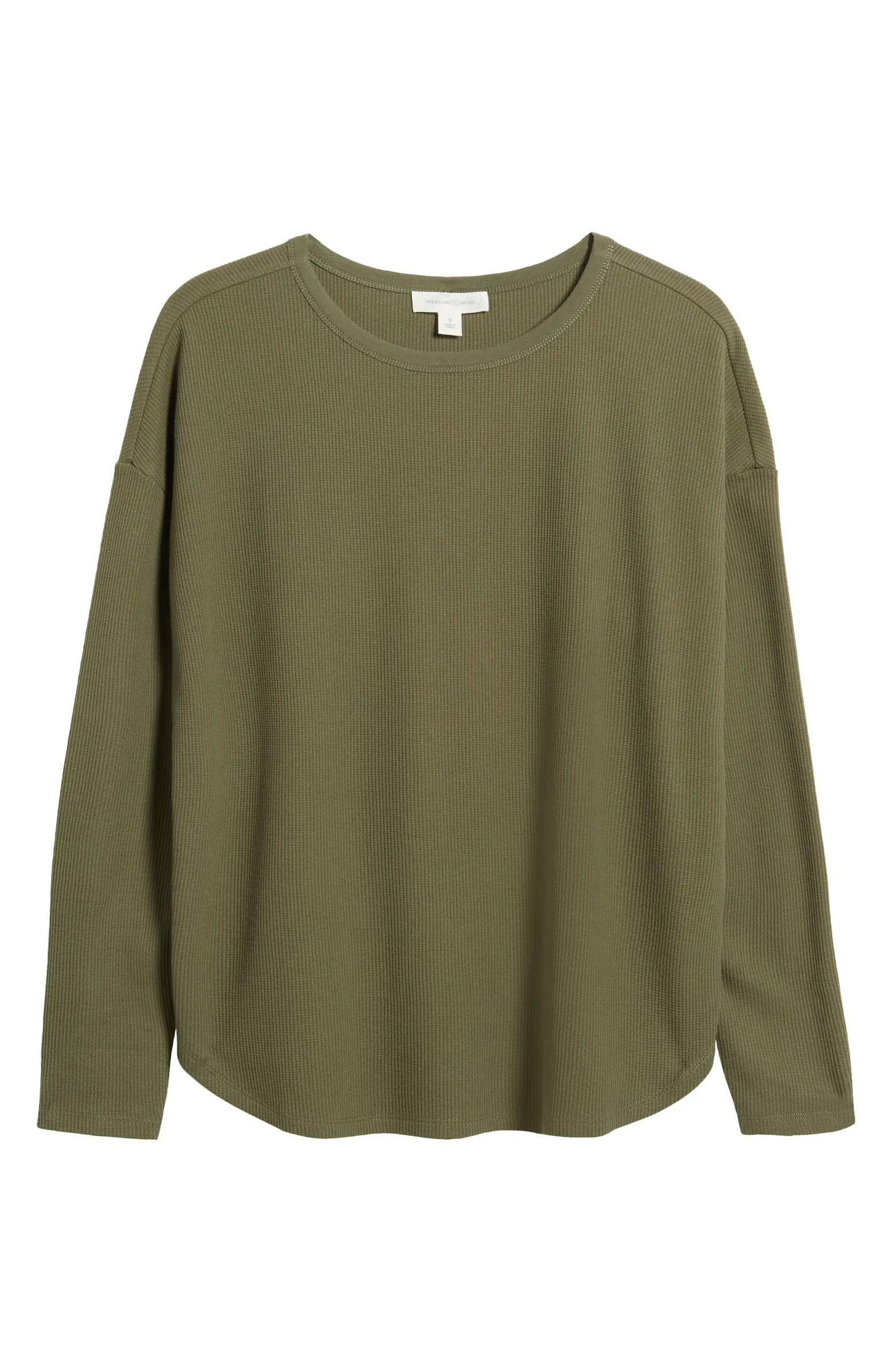 Treasure & Bond Oversize Organic Cotton Blend Thermal Knit Top | Nordstrom | Nordstrom