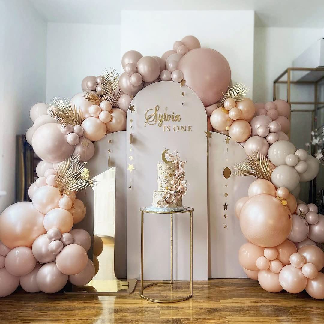 Blush Pink Balloon Garland Double Stuffed Ivory White Balloons Rose Pink Chrome Champagne Gold Ba... | Amazon (US)