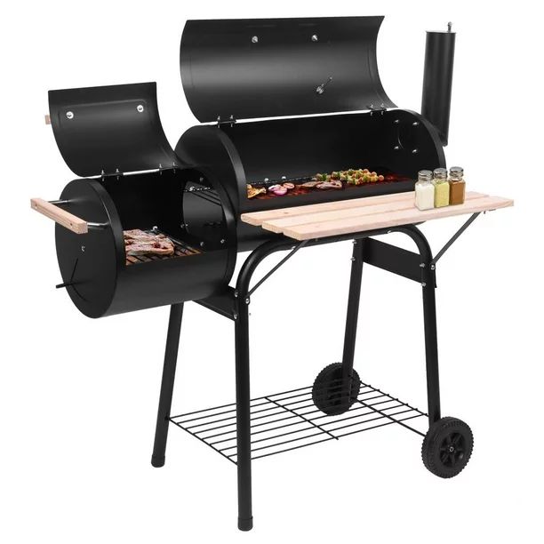ZOKOP Portable Steel Charcoal BBQ Grill and Offset Smoker Outdoor for Camping, Black | Walmart (US)