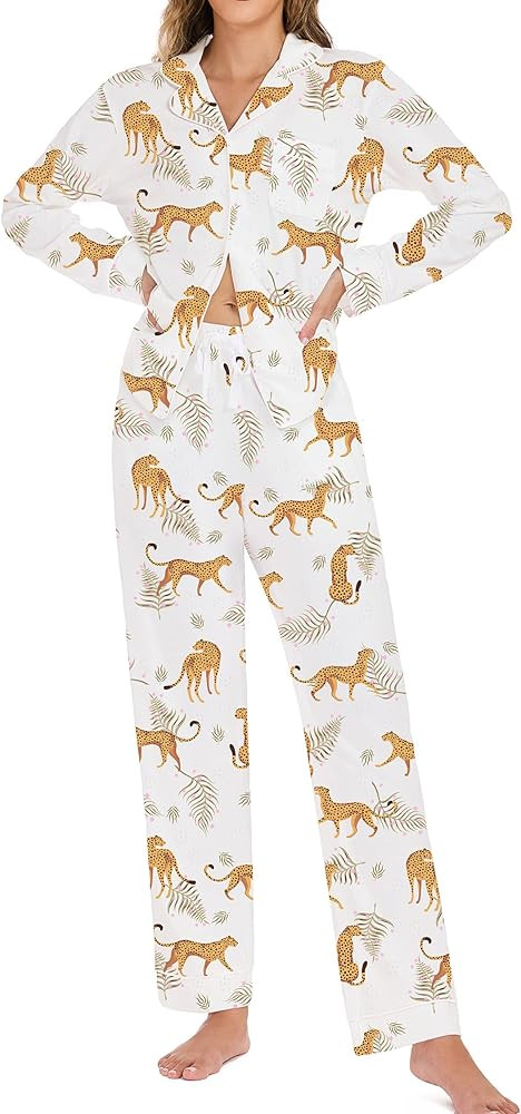 LUBOT 100% Cotton Pajamas for Women PJ Set Soft 2 Piece Ladies Button Knit Long Short Sleeve Slee... | Amazon (US)