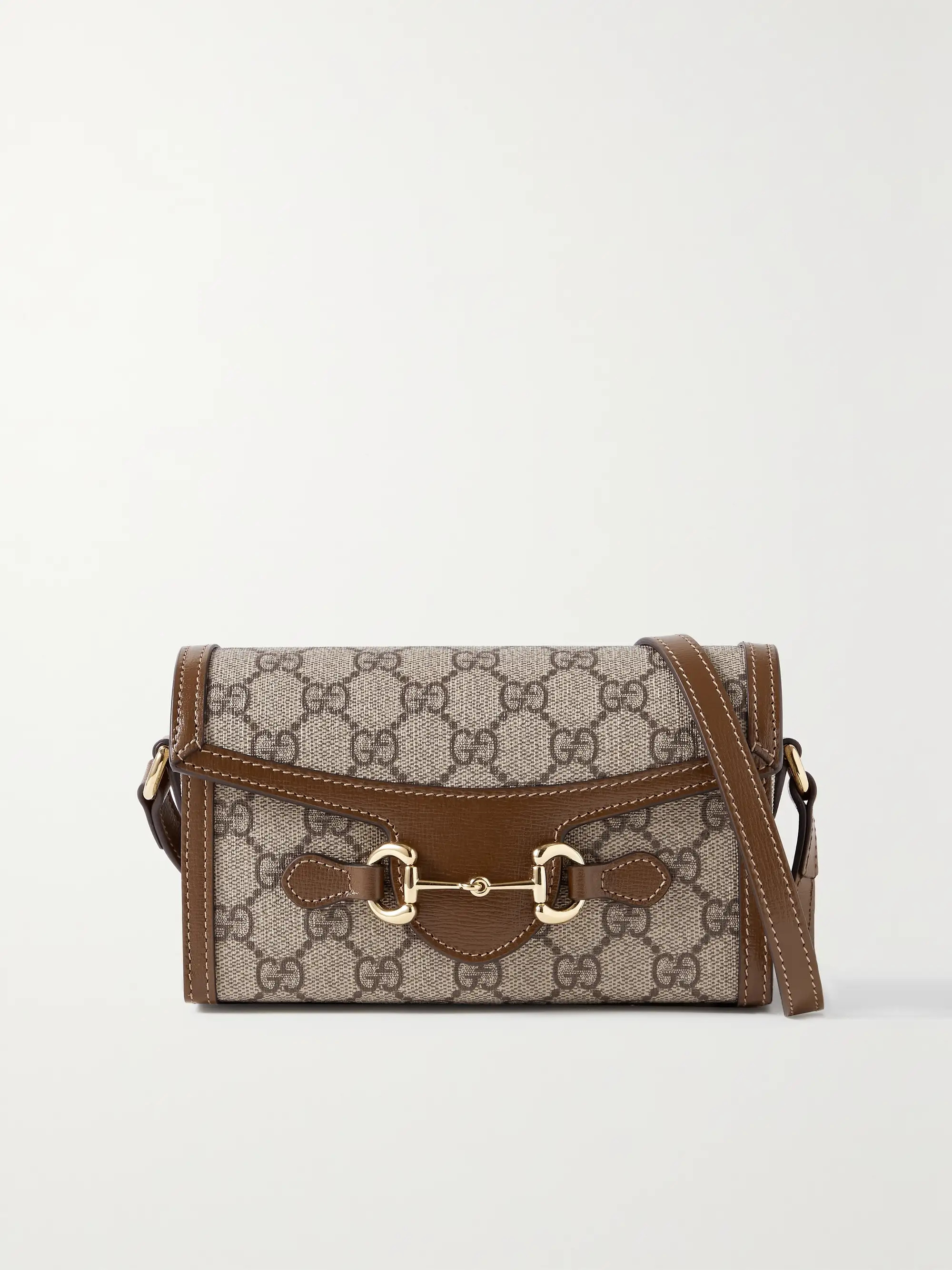 Horsebit 1955 leather-trimmed printed coated-canvas shoulder bag | NET-A-PORTER APAC