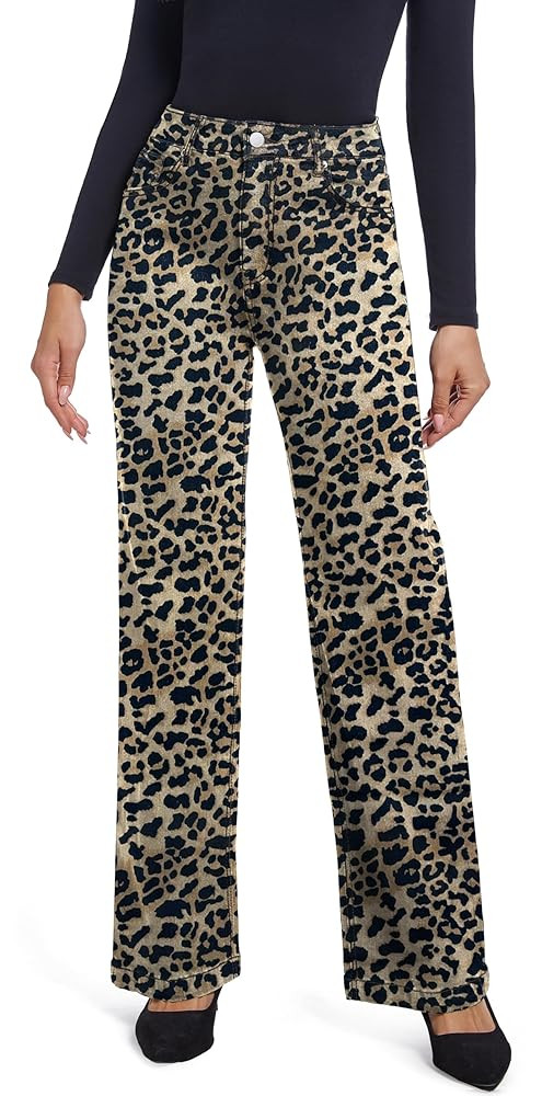 Women's Jeans Straight Leg Casual High Waisted Stretch Trendy Black Pull On Jeans for Women | Amazon (US)