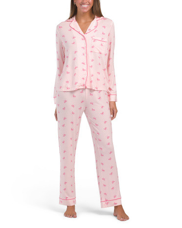 2pc Ribbons Notch Collar Sleep Set | Clothing | Marshalls | Marshalls