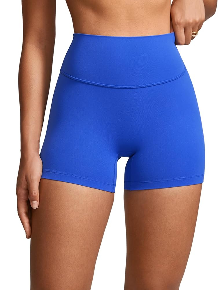 Womens High Waist No Front Seam Biker Shorts 4 Inches Running Volleyball Spandex Yoga Gym Workout... | Amazon (US)