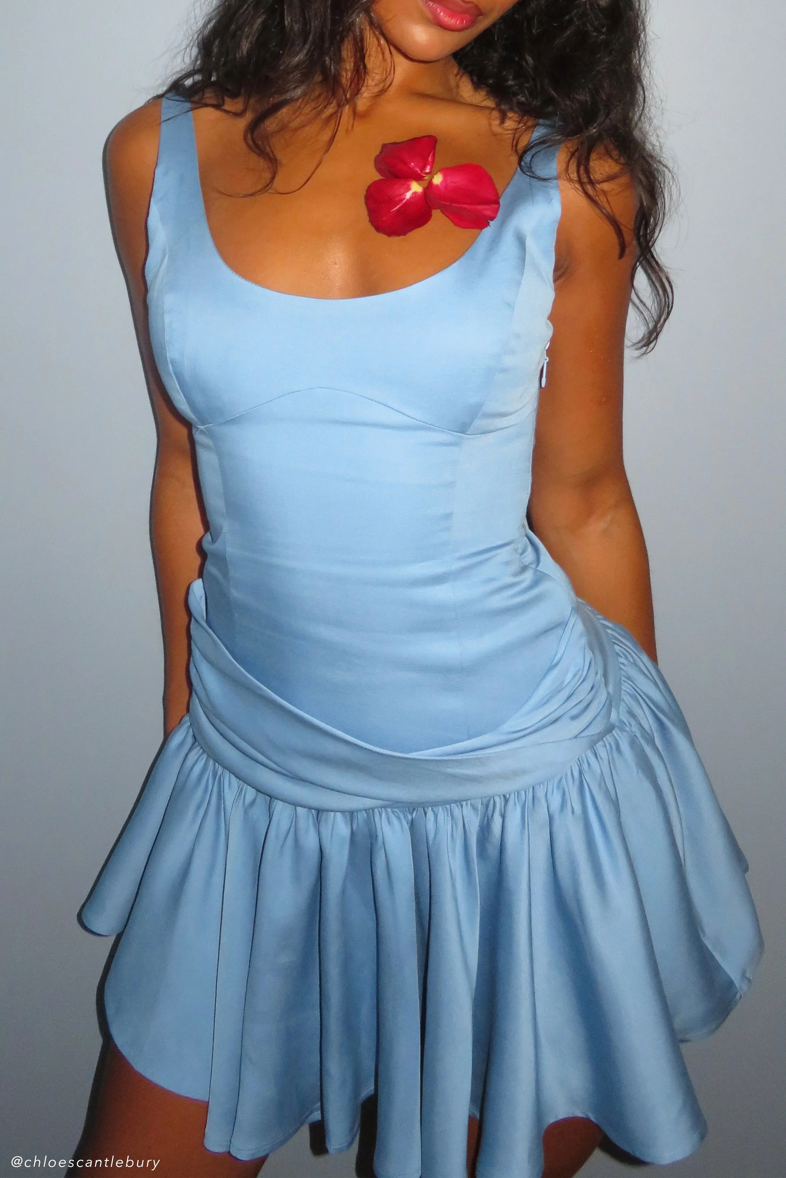 Alvara Cotton Puffy Mini Dress - Iris Blue | MESHKI US