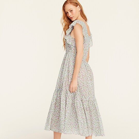 Smocked flutter-sleeve dress in cloud meadow floralItem BF191 | J.Crew US