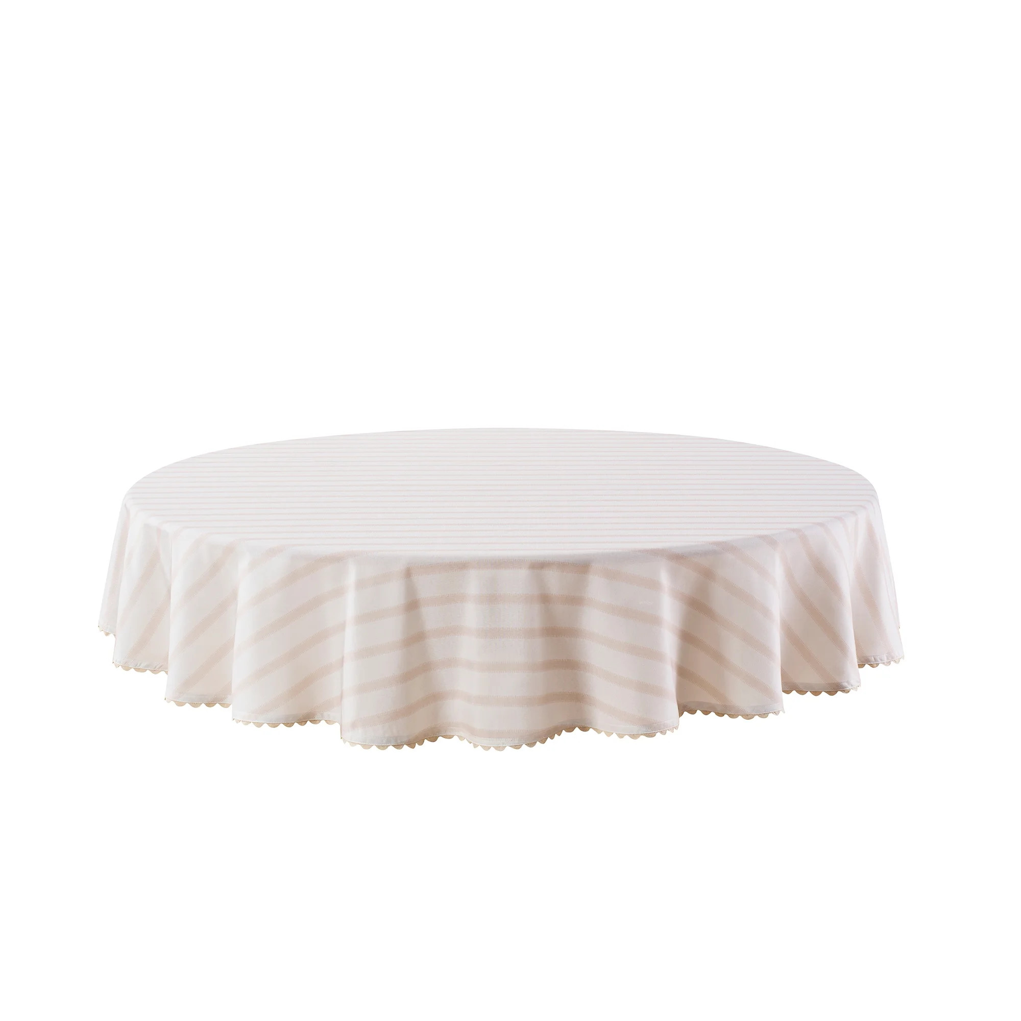 Mainstays by Becky G. & Alejandra Fabric Tablecloth, Beige Stripe, 70" Round | Walmart (US)