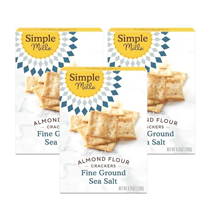Simple Mills Almond Flour Crackers, Fine Ground Sea Salt, Gluten Free, Flax Seed, Sunflower Seeds... | Amazon (US)