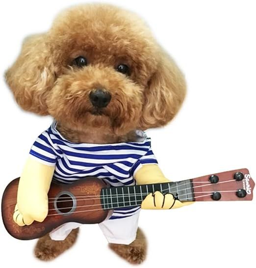 NACOCO Pet Guitar Costume Dog Costumes Guitarist Player Halloween Christmas Cosplay Party Funny C... | Amazon (US)