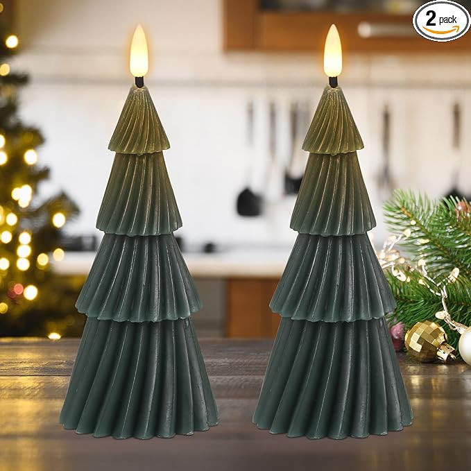 DRomance Christmas Tree Flameless Candles with 6 Hour Timer, Battery Operated LED Flickering Cand... | Amazon (US)