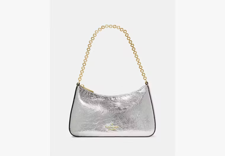 Kate Spade Margot Crinkle Metallic Convertible Shoulder Bag, Silver | Kate Spade Outlet
