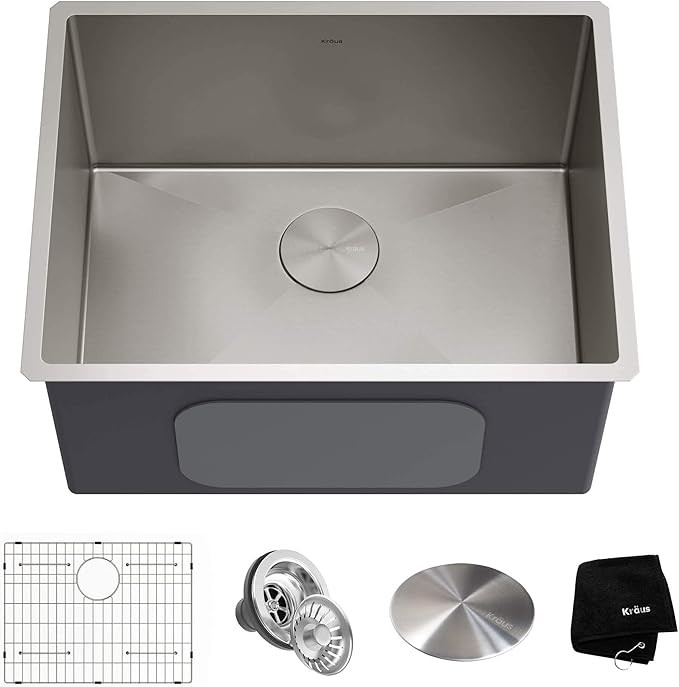 Kraus KHU101-24L Standart PRO 24-inch Undermount 16 Gauge Single Bowl Laundry and Utility Sink, 2... | Amazon (US)