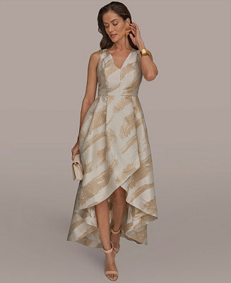 Women's V-Neck High-Low Jacquard Gown | Macy's