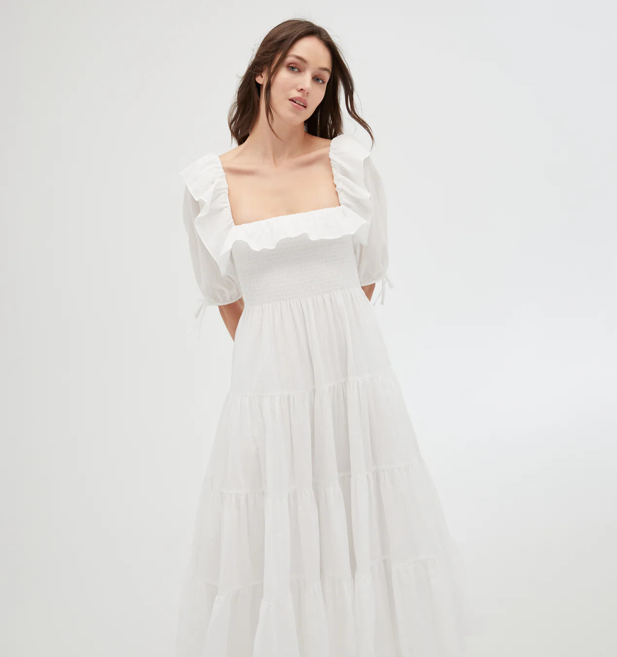 The Corinne Nap Dress - White Shadow Stripe | Hill House Home