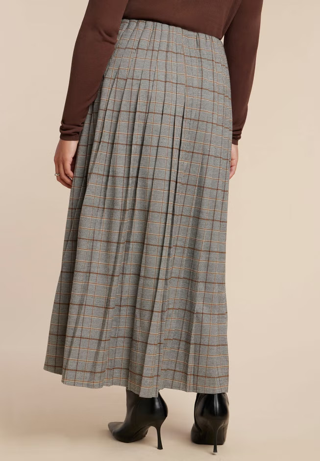 Maxi Pleated Skirt With Buckle Detail And Slit | Eloquii