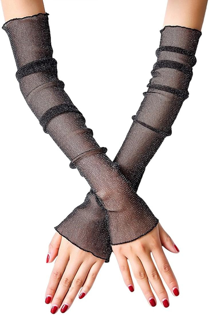 EachWell Women Girls UV Protection Long Lace Solid Fingerless Gloves Sunblock Arm Sleeves Special... | Amazon (US)