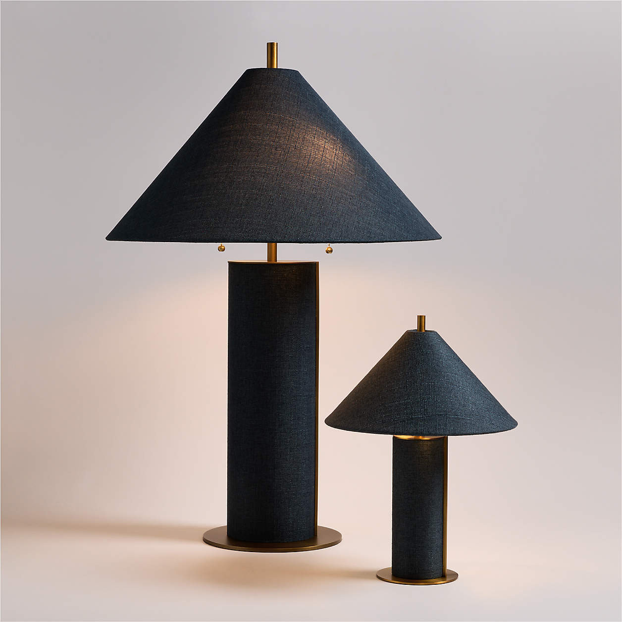 Remi Navy Linen Mini Table Lamp 15" + Reviews | Crate & Barrel | Crate & Barrel