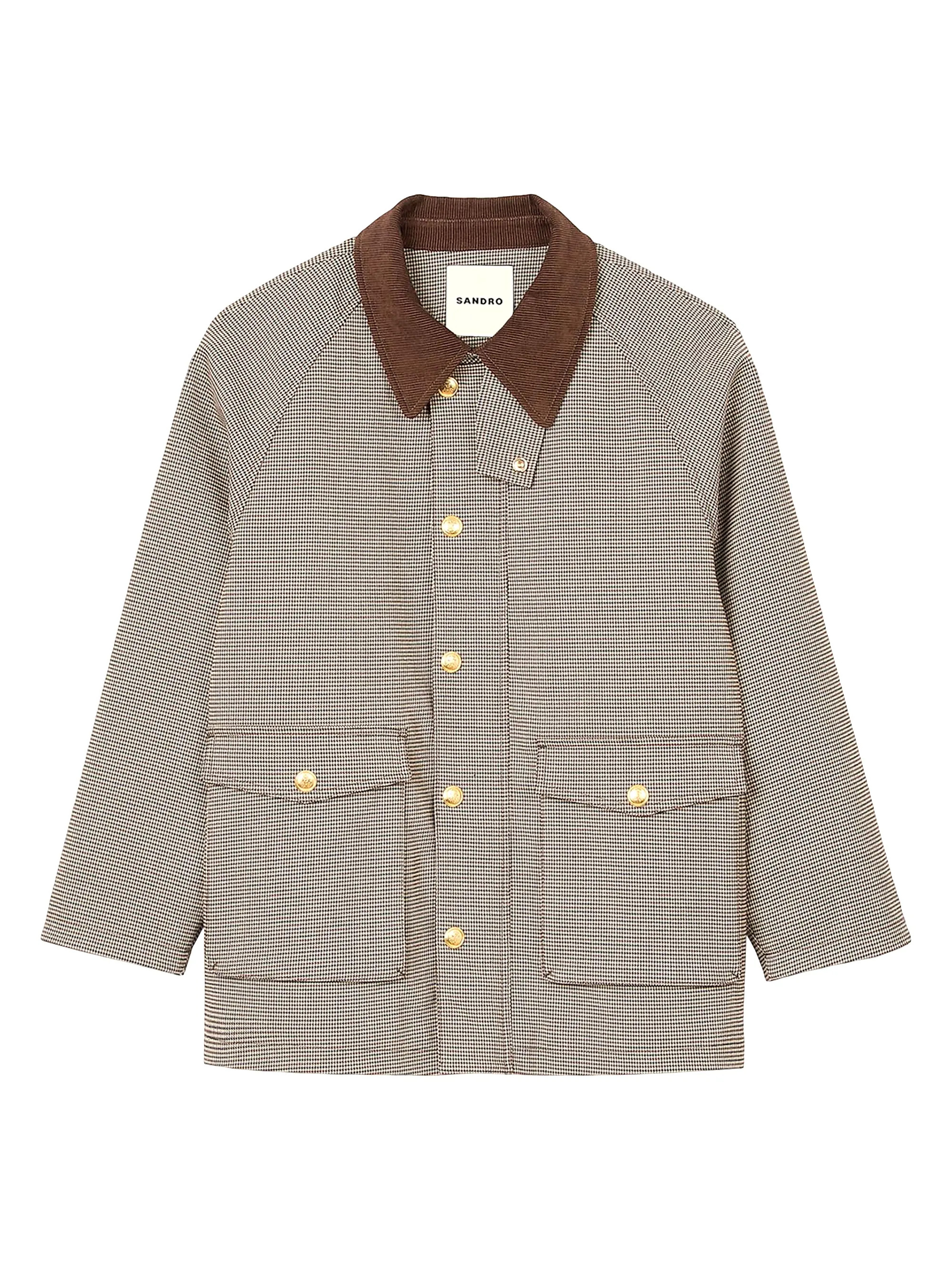 Check Coat with Velvet Collar | Saks Fifth Avenue