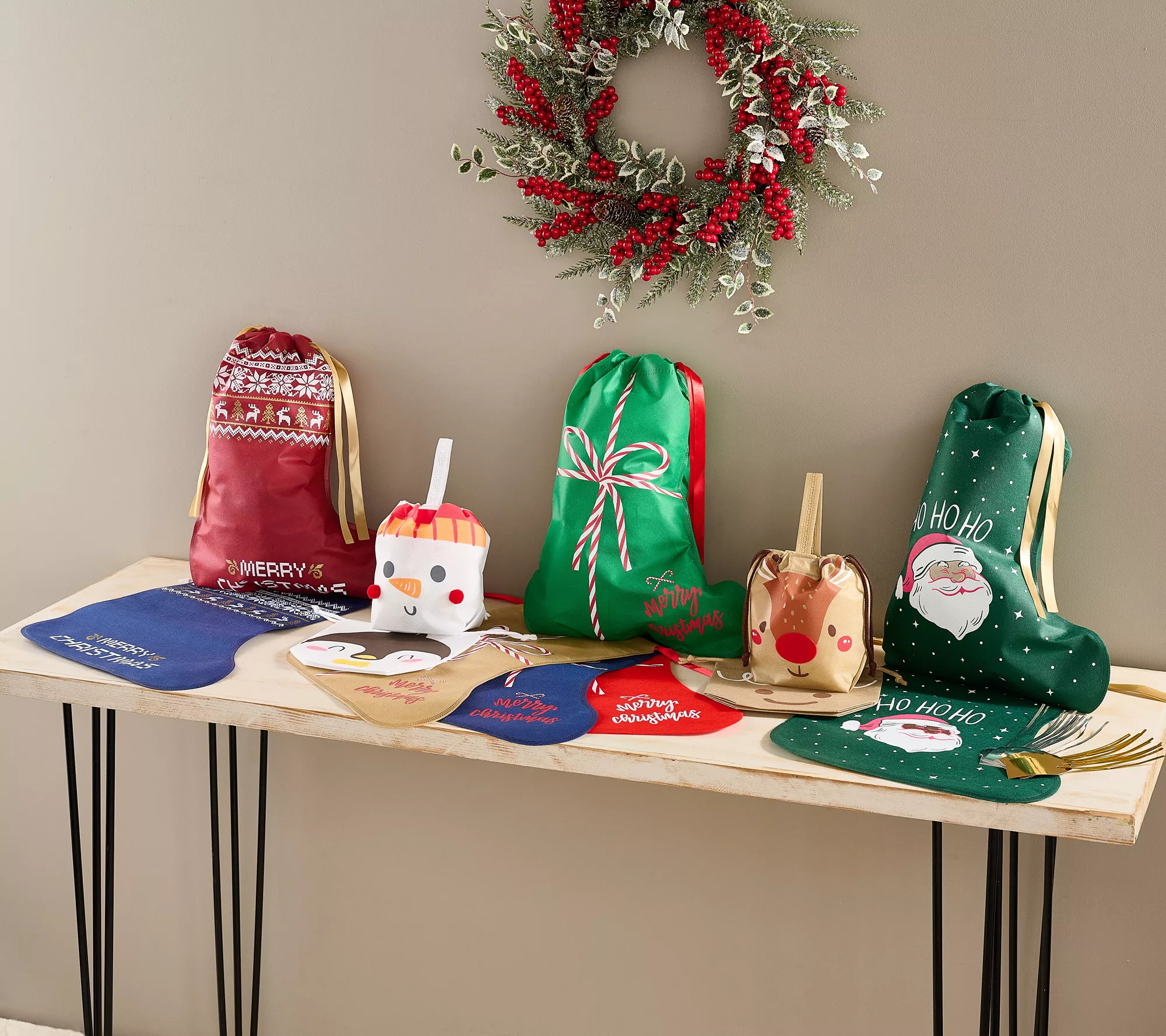 "As Is" Kringle Express 24 Pc. Stocking & Novelty Gift Bags - QVC.com | QVC