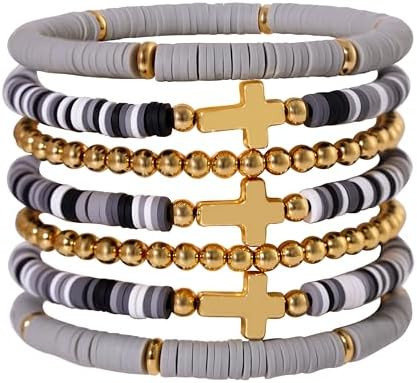 Heishi Bracelets for Women Clay Beaded Stretch Bracelets Stackable Crystal Stone Beaded Stretch G... | Amazon (US)