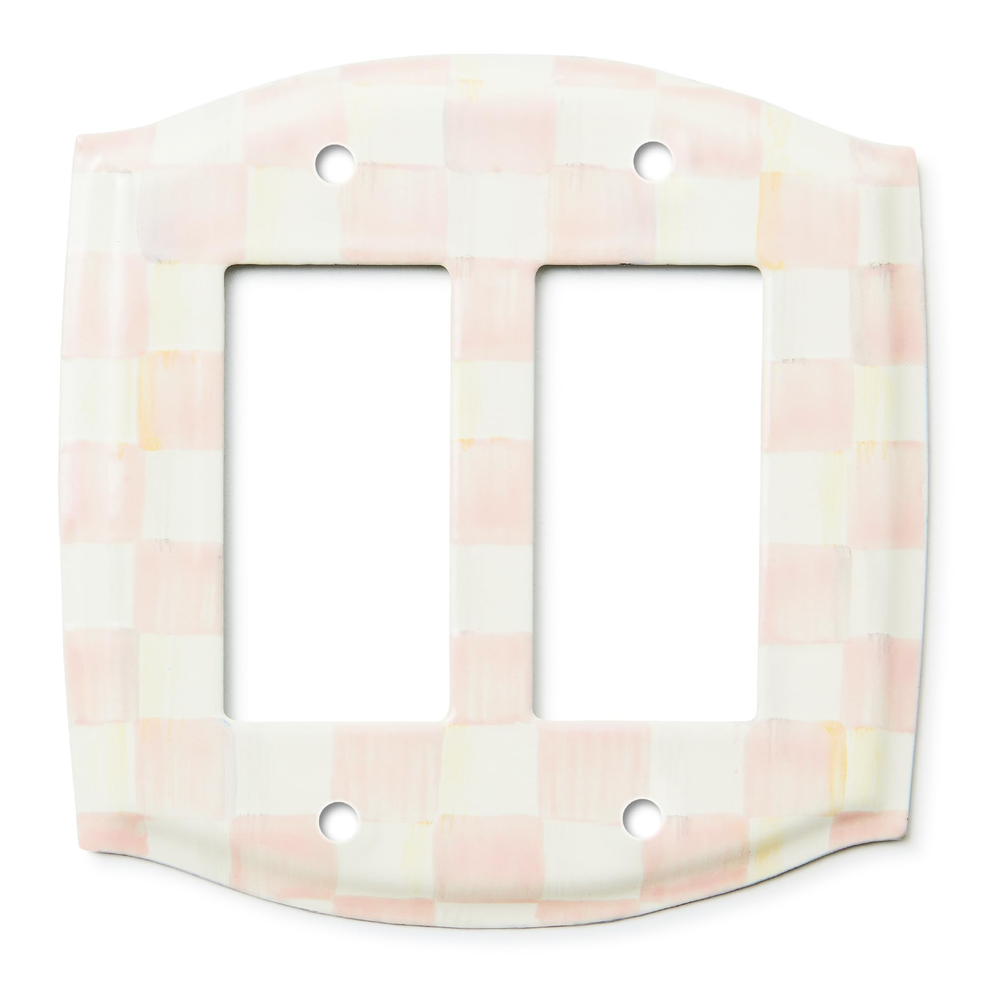 MACKENZIE-CHILDS Enamel Switch Plate, Light-Switch Cover, Double Rocker, Pink-and-White Rosy Chec... | Amazon (US)