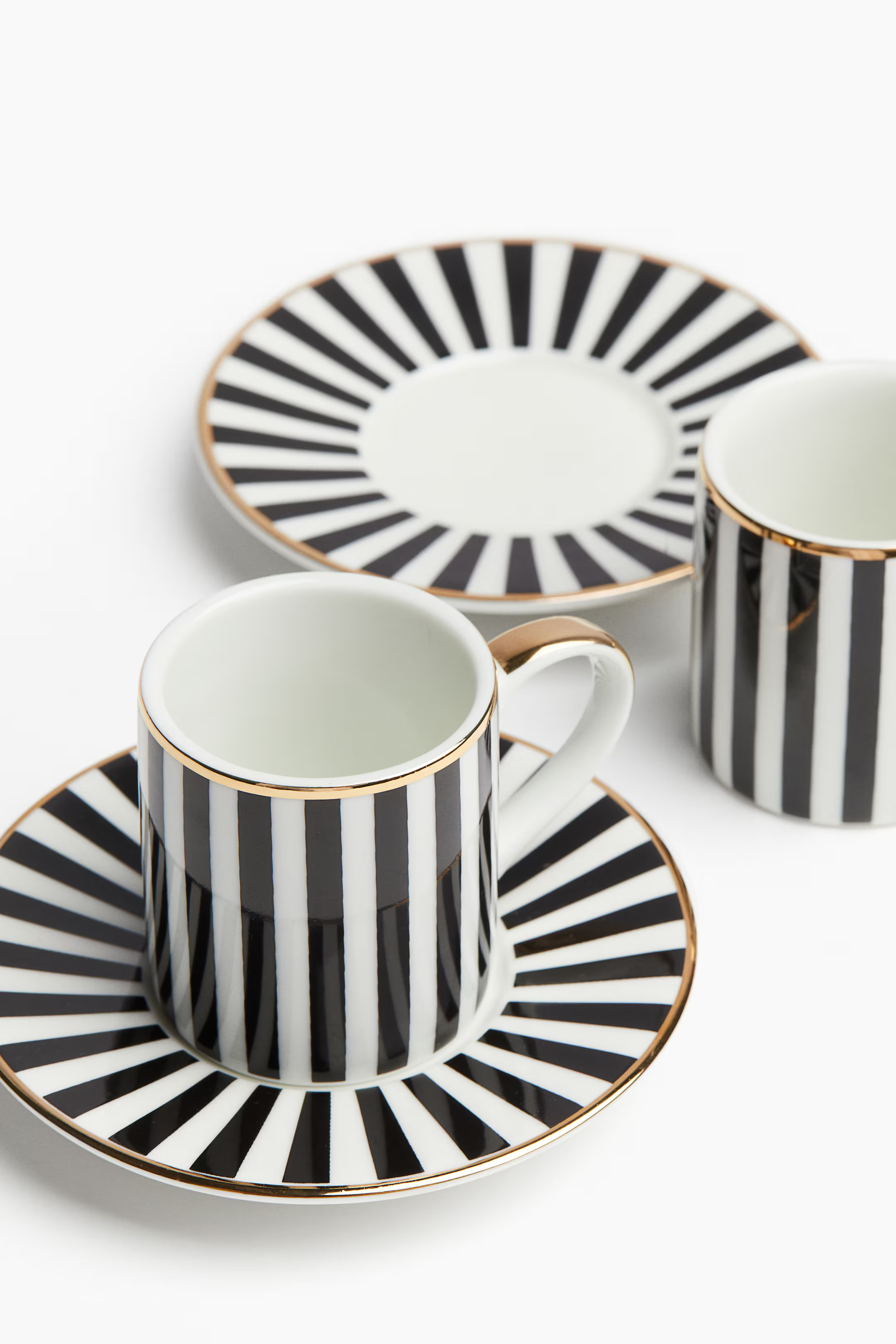 2-pack Espresso Cup and Saucer - Black/striped - Home All | H&M US | H&M (US + CA)