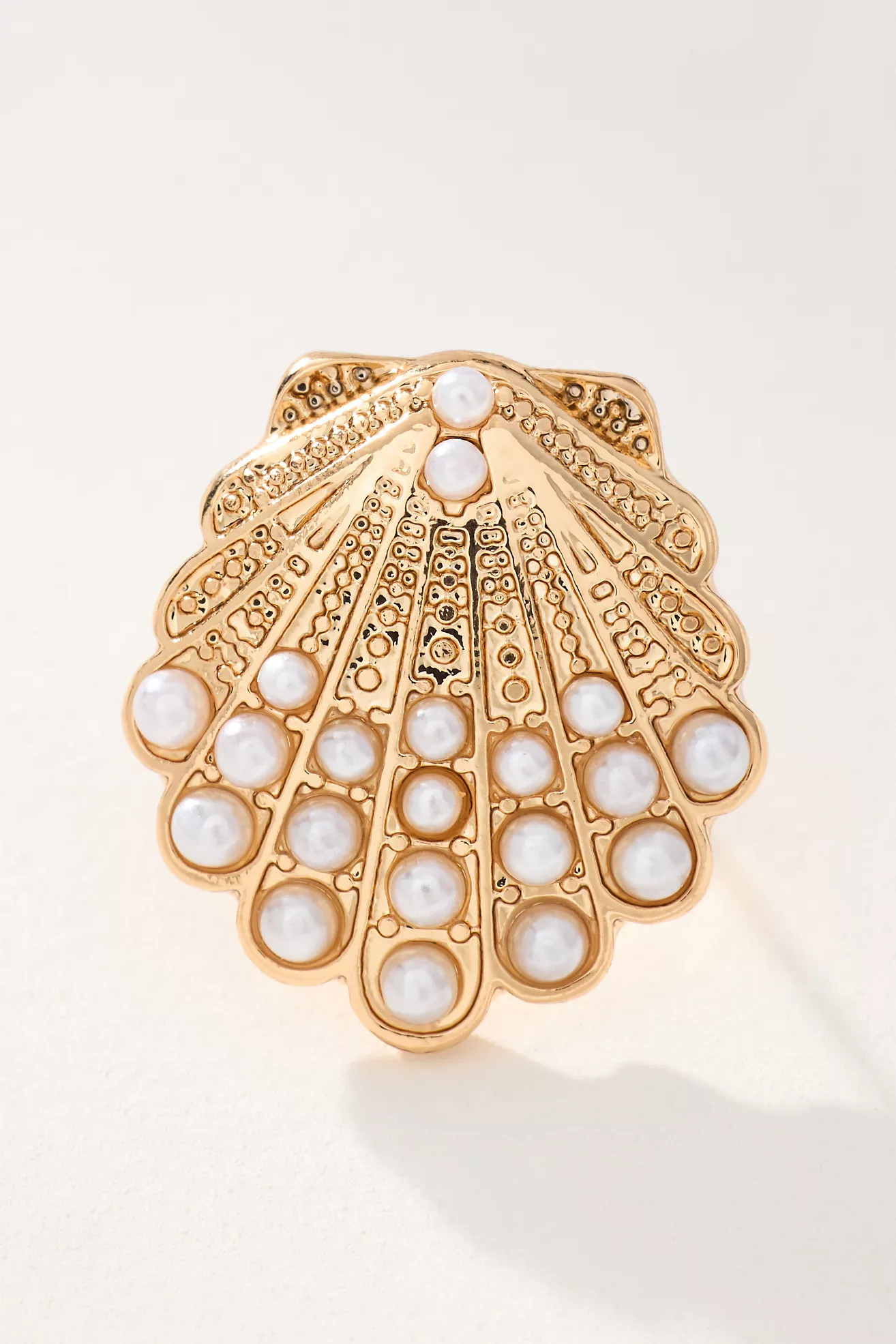 Mini Metal Shell Pearl Post Earrings | Anthropologie (US)