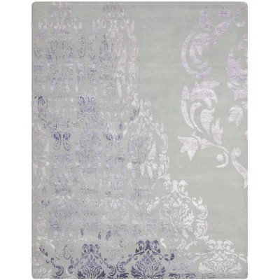 Hadreas Hand Knotted Viscose/Wool/Cotton Damask Rug in Beige/Purple | Wayfair North America
