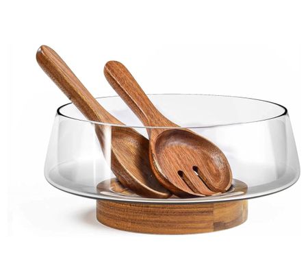 Glass salad bowl & wooden serving spoons 

#LTKHome #LTKGiftGuide #LTKFindsUnder100
