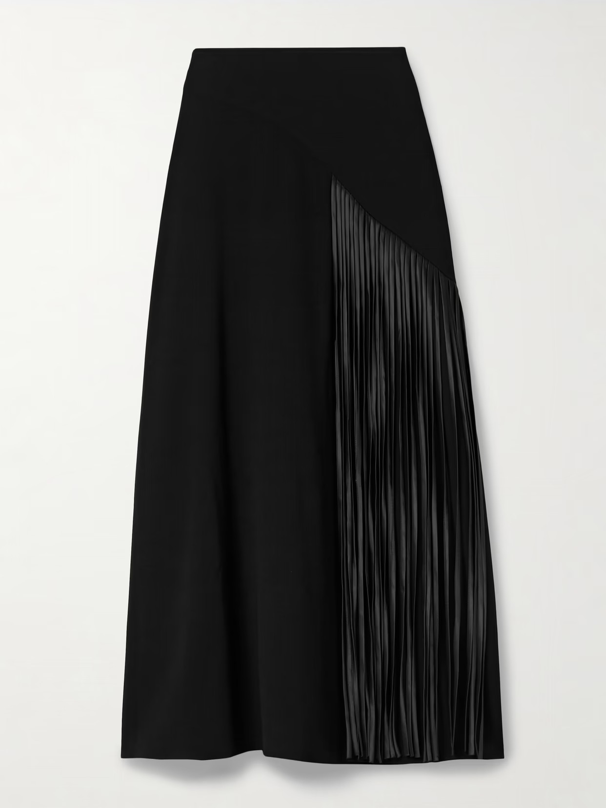 La Ligne - Ilirjana Fringed Satin-trimmed Stretch-knit Midi Skirt - Black | NET-A-PORTER (US)