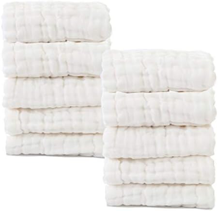 Baby Muslin Washcloths- Natural Muslin Cotton Baby Wipes - Soft Newborn Baby Face Towel for Sensi... | Amazon (US)