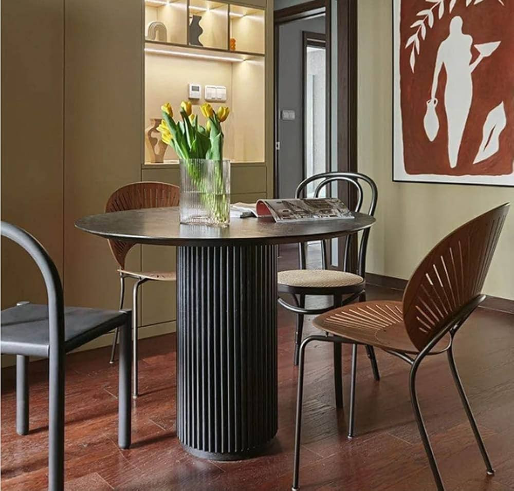 LAKIQ Modern Round Dining Table 35.5’’ Wide Pedestal Dining Room Table Contemporary Wooden Ki... | Amazon (US)