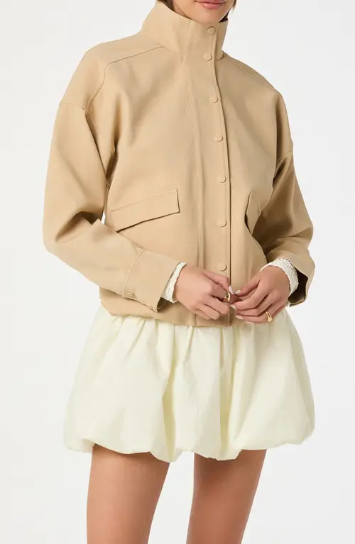 ASTR the Label Funnel Neck Bomber Jacket in Tan at Nordstrom, Size X-Small | Nordstrom