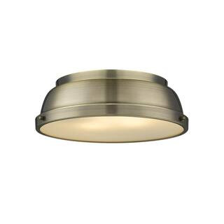 Golden Lighting Duncan AB 2-Light Aged Brass Flush Mount Light 3602-14 AB-AB - The Home Depot | The Home Depot